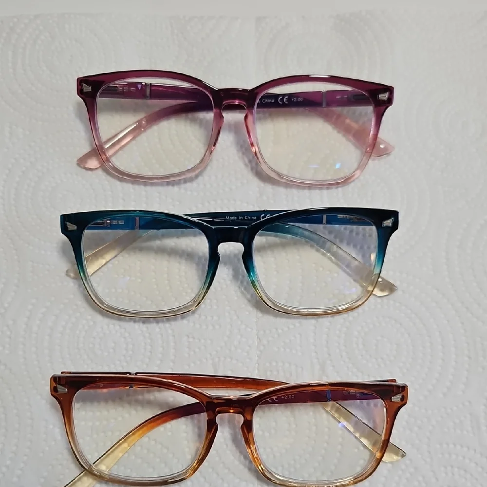 Stylish Womens +2.0 Reader  Set - Purple, Blue, and Brown